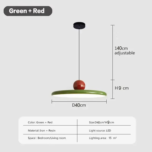 Modern Minimalist Pendant Lamp – Elegant Bedside & Dining Room Lighting in green and red.