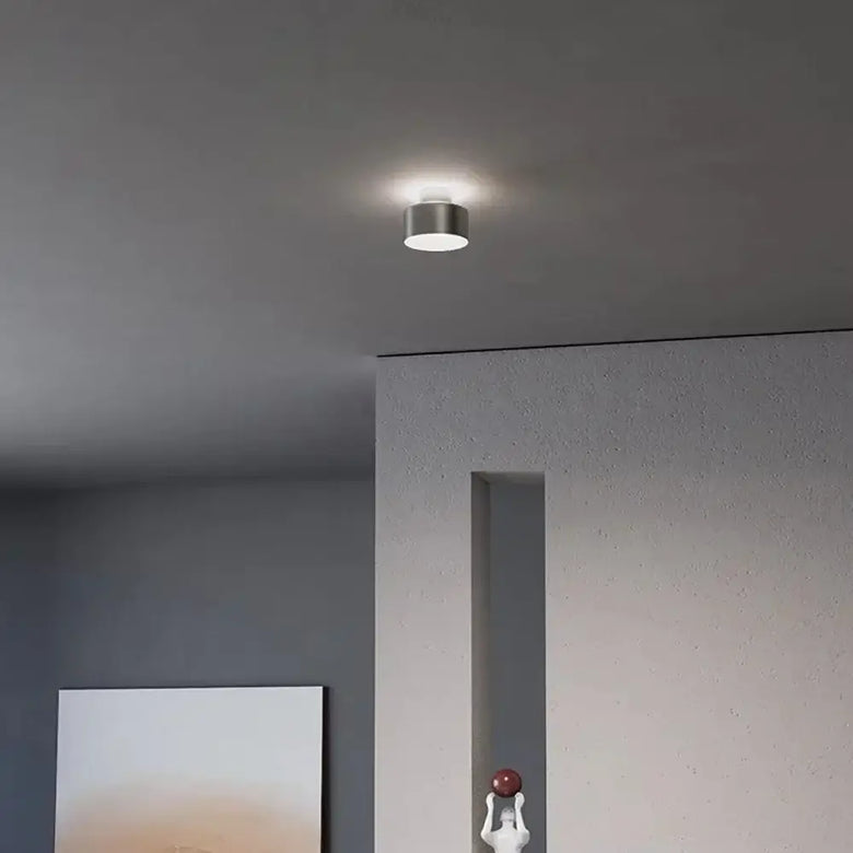 Modern Drum Flush Ceiling Light in Metal 140mm