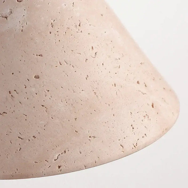 Natural Travertine Stone Wall Lamp – Modern LED Sconce for Bedrooms conical shade detail in natural stone