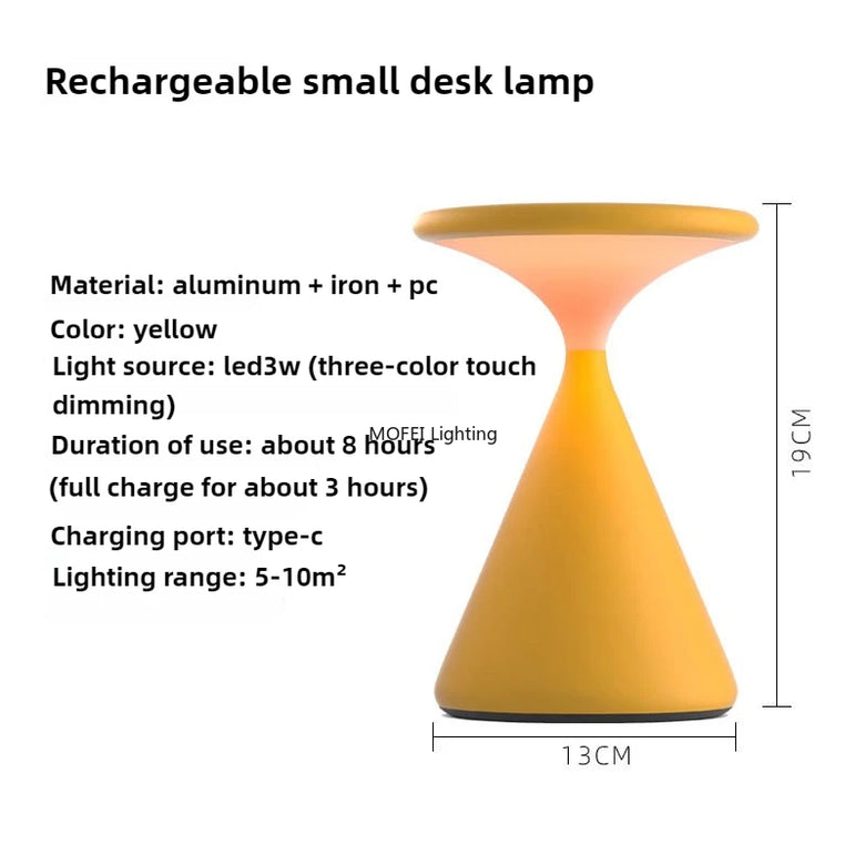 Lampe de table sablier minimaliste moderne – Sans fil, rechargeable