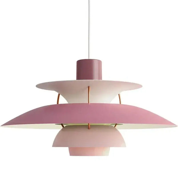 Classic Nordic Designer Pendant Lights Available in 3 different sizes hanging lamp in pink tones.