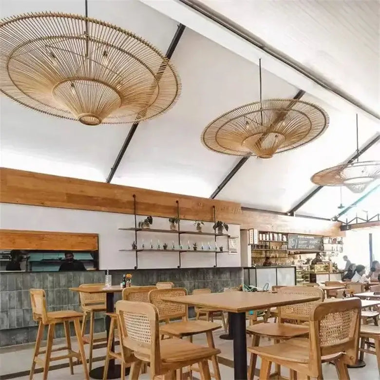 Vintage Designer Rattan Pendant Light