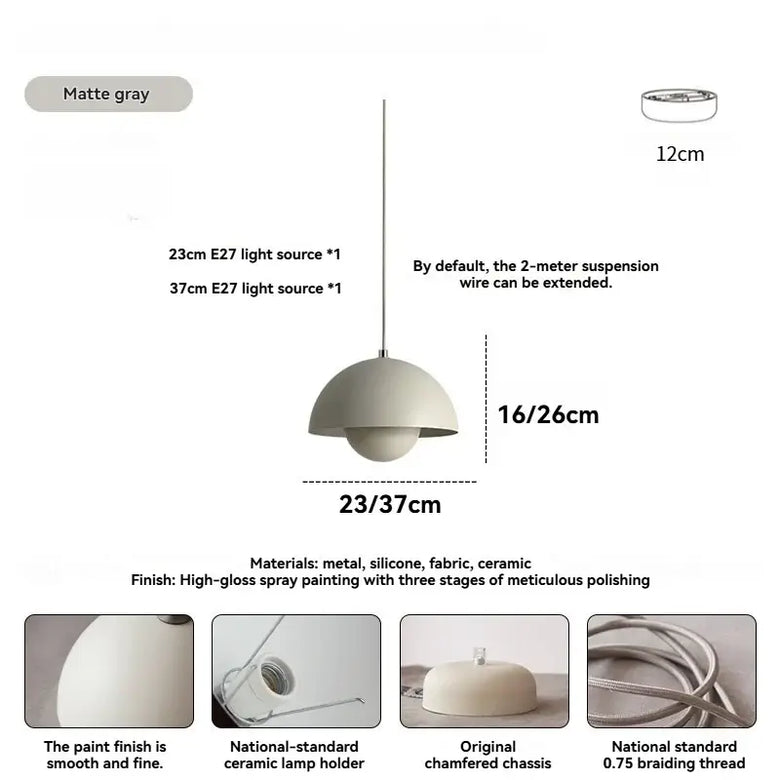Mid-century Retro Glossy Dome Pendant Lights