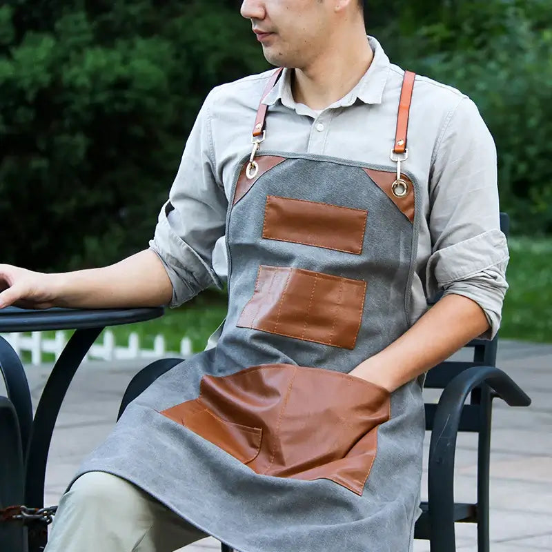 Premium Leather Straps Apron - Hand-Sewn Quality