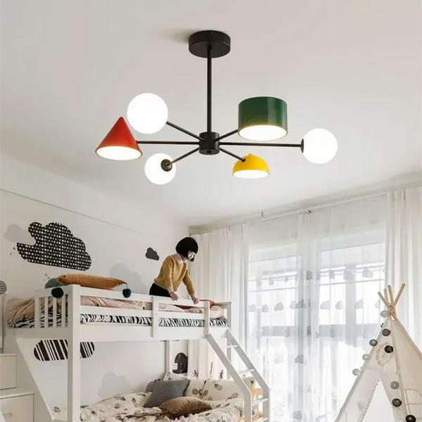Magnificent Mid-Century Modern Colourful Ceiling Lamp in a stylish children's room with vibrant colors
