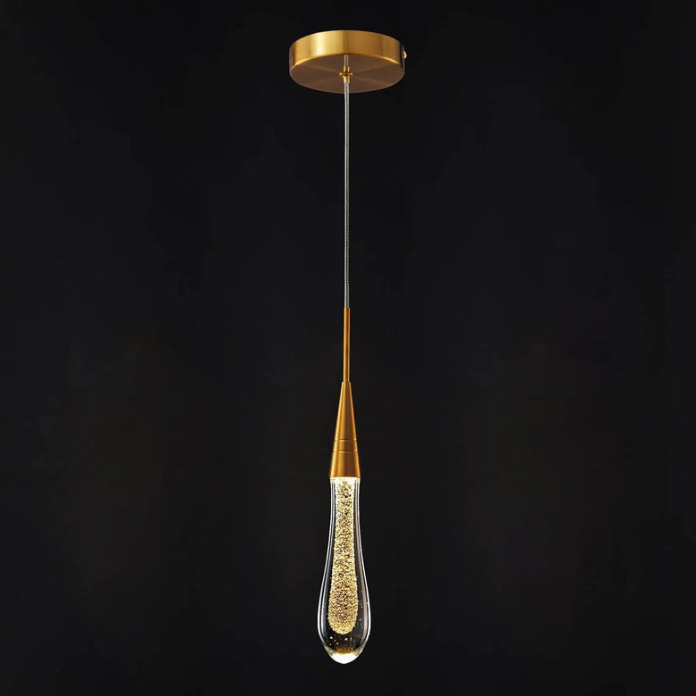 Modern Pendant Light, Kitchen Island Pendant Lighting, LED Gold Mini Teardrop Crystal Pendant Lighting for Hallway, Entryway