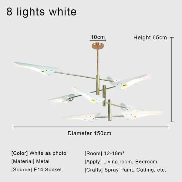 Hoxton - Typical 50s Pendant Light showcasing 8 lights with metal material and white finish, ideal for living room and bedroom.