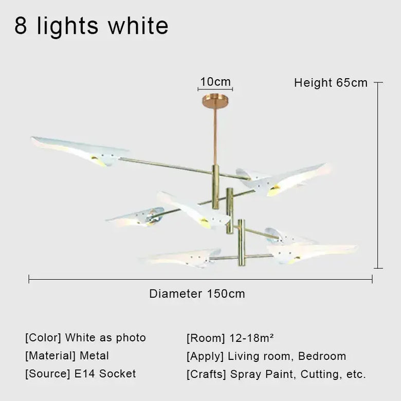 Hoxton - Typical 50s Pendant Light showcasing 8 lights with metal material and white finish, ideal for living room and bedroom.
