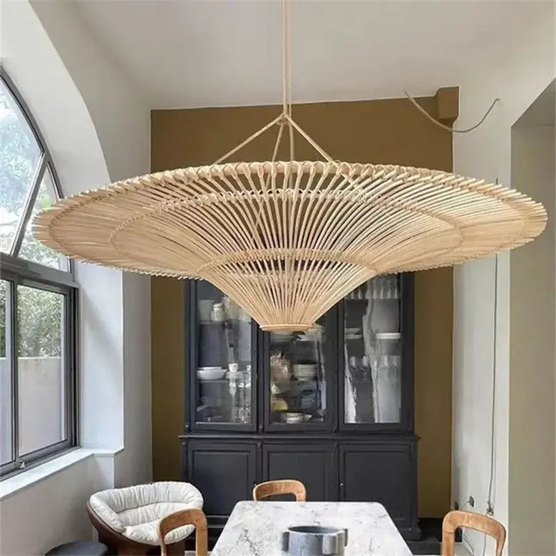 Vintage Designer Rattan Pendant Light