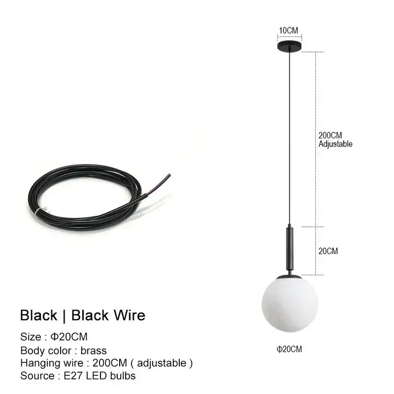 Mid-Century Modern Glass Ball Pendant Light