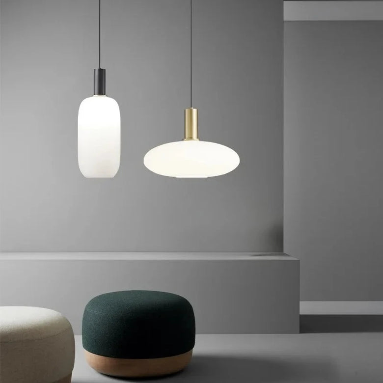 Nordic Glass Pendant Light with Brass Detail