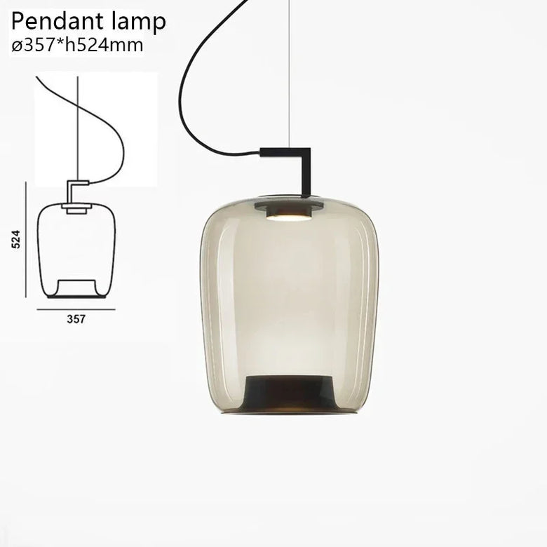 Modern Glass Pendant Light with Iron Detailing