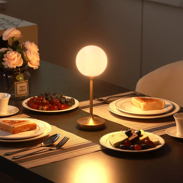 Nordic Minimalist Cordless Glass Globe Table Lamp – Rechargeable