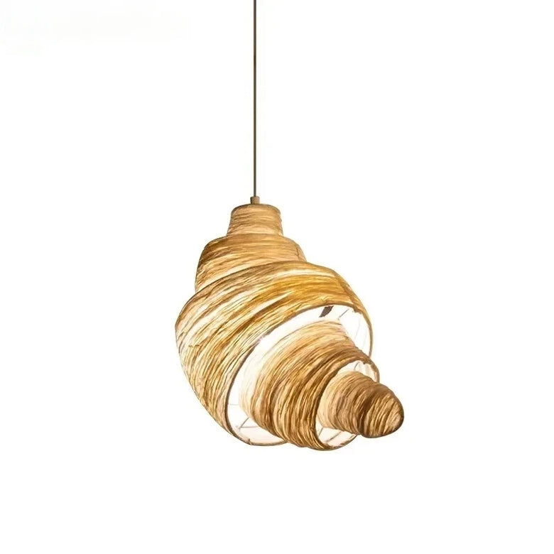 Spiral Fabric Pendant Light with Iron Base