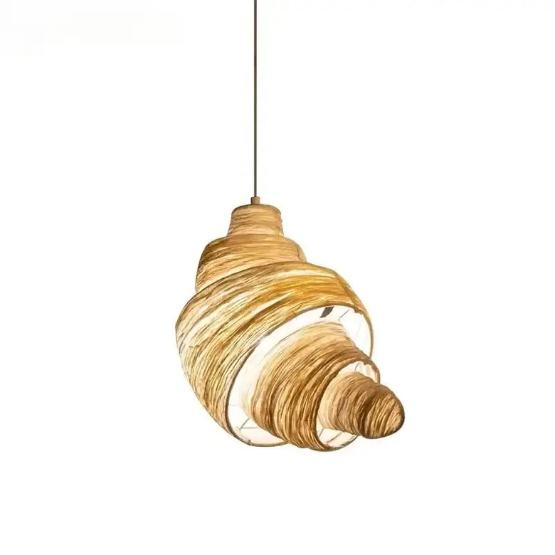 Spiral Fabric Pendant Light with Iron Base
