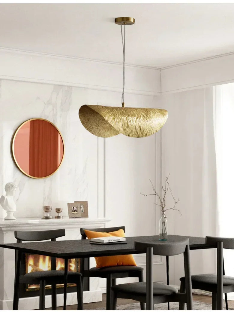 Gold Ginkgo Leaf Pendant Light