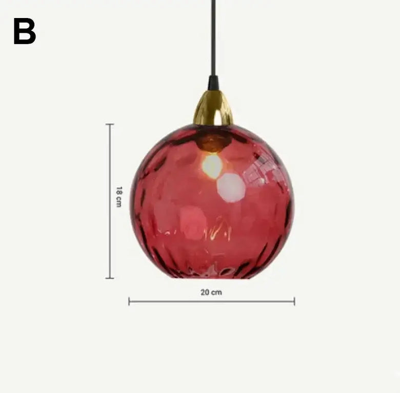 Delicious Lollipop Modern Pendant Light with a vibrant red glass ball and gold finish, dimensions 18 cm x 20 cm.