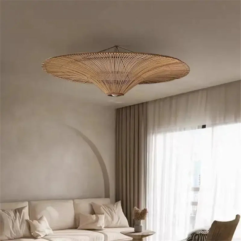 Vintage Designer Rattan Pendant Light