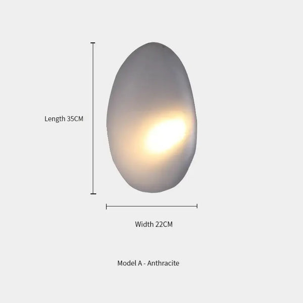 Elegant Frosted Glass Pebble Wall Lamp - Minimalist Nordic Style dimensions measuring 35CM length and 22CM width.