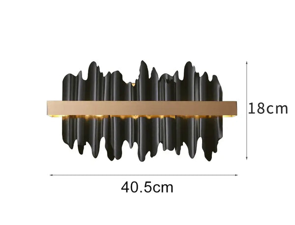Striking Black and Gold Wall Lamp dimensions, modern stylish design with black and gold accents for chic lighting.