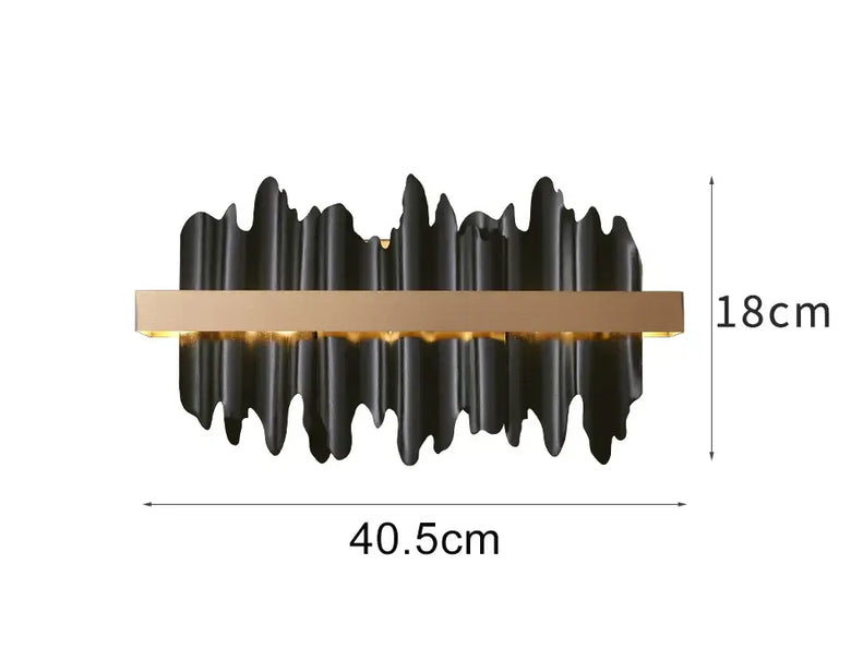 Striking Black and Gold Wall Lamp dimensions, modern stylish design with black and gold accents for chic lighting.