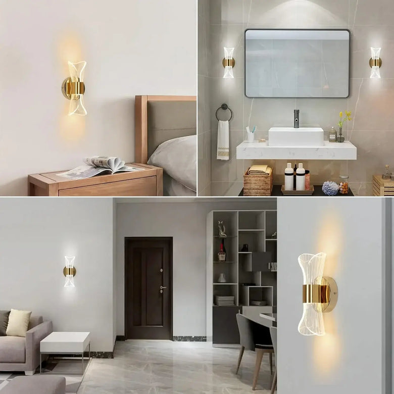 Applique murale LED nœud doré – Applique murale moderne et glamour en acrylique