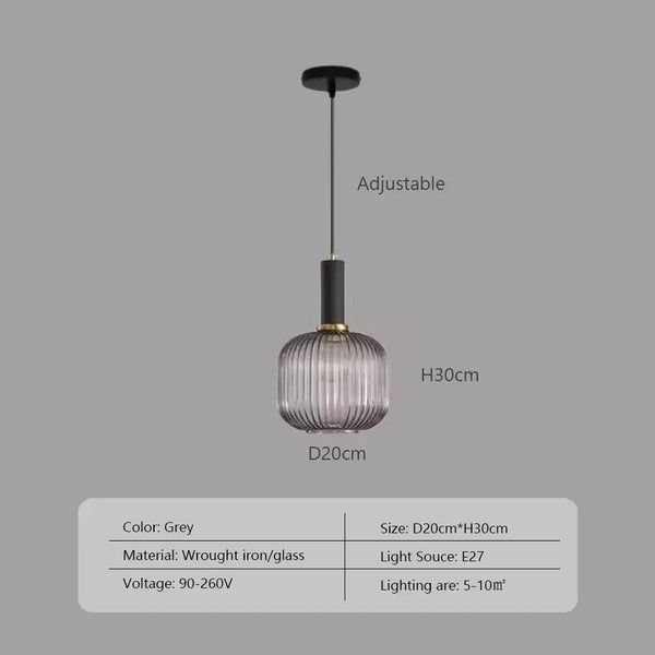 Pendant Light: Modern Nordic Glass Hanging Lighting Fixtures - Adjustable grey glass light fixture.
