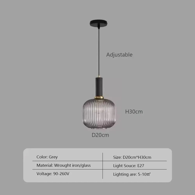 Pendant Light: Modern Nordic Glass Hanging Lighting Fixtures - Adjustable grey glass light fixture.
