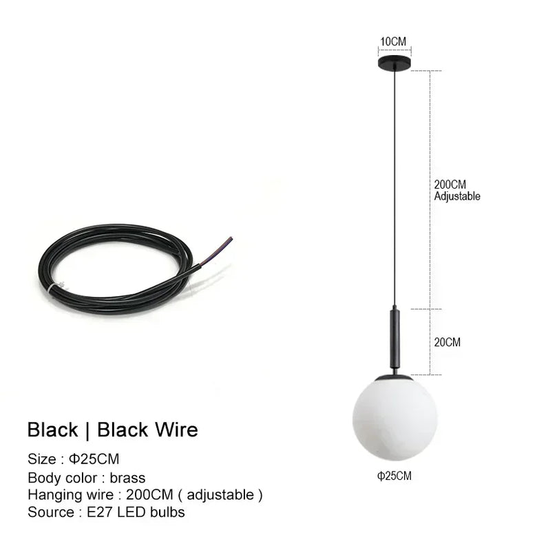 Mid-Century Modern Glass Ball Pendant Light