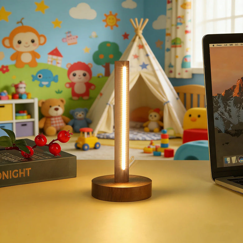 Japandi Cordless Wood Table Lamp – USB Powered, Walnut or Beech