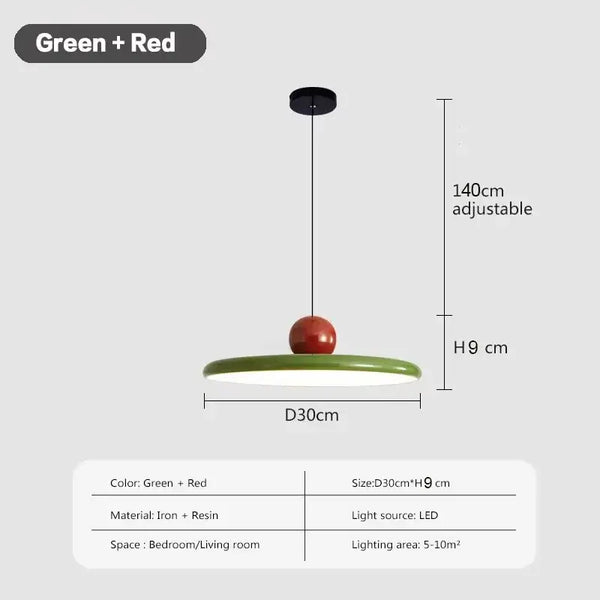 Modern Minimalist Pendant Lamp – Elegant Bedside & Dining Room Lighting in green and red color combination.