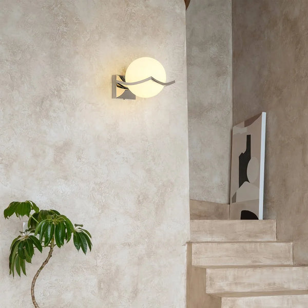 Modern Chrome Wall Sconce with Glass Globe Shade