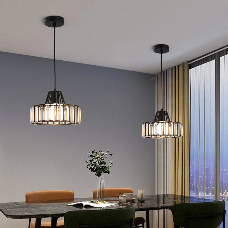 Drum Prism Pendant Light, Modern Glam - Black or Gold