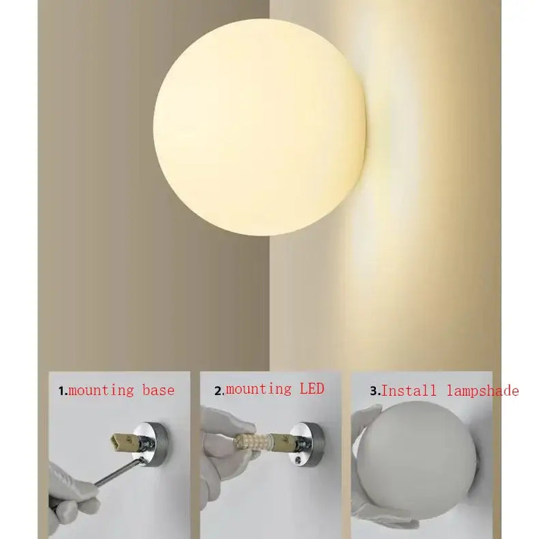 Applique Murale Globe en Verre Dépoli - Applique LED Moderne