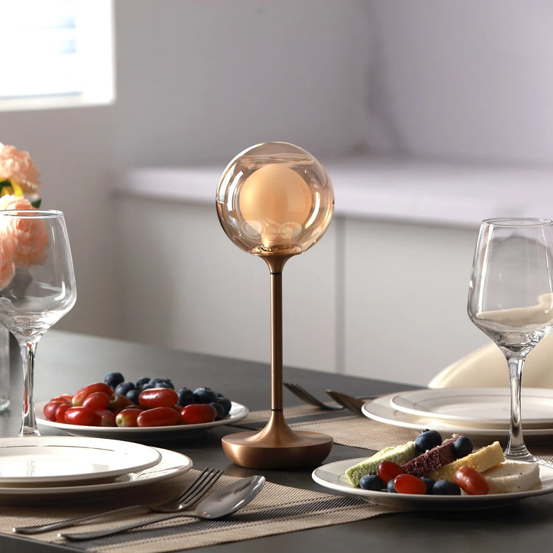 Nordic Minimalist Cordless Glass Globe Table Lamp – Rechargeable