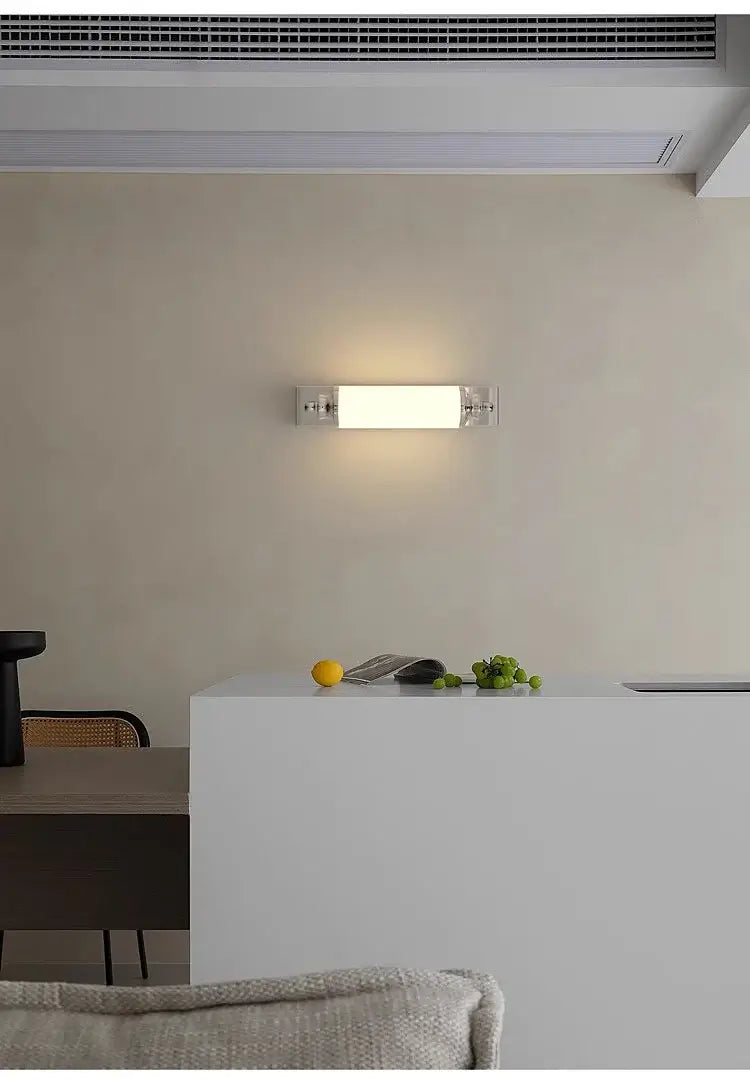Steel & Glass Modern Wall Light 30cm