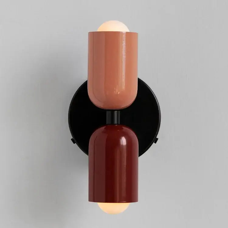 Postmodern Two-Tone Pill Wall Sconce, on black plate