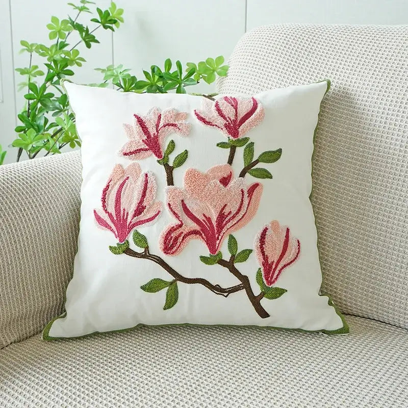 Abstract Embroidered Cushion Cover