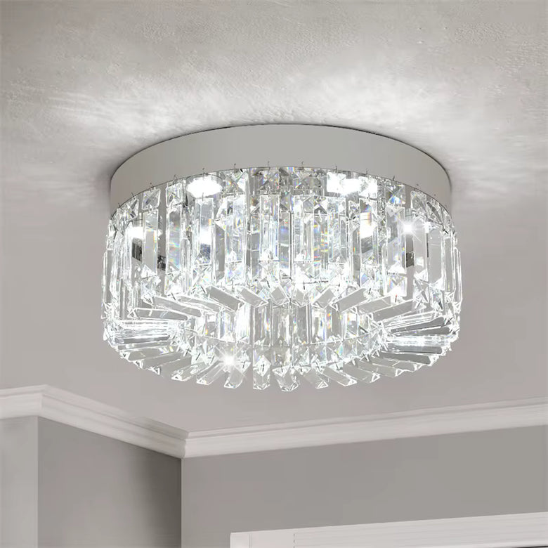 Modern Glam Crystal Flush Ceiling Light | Gold or Silver