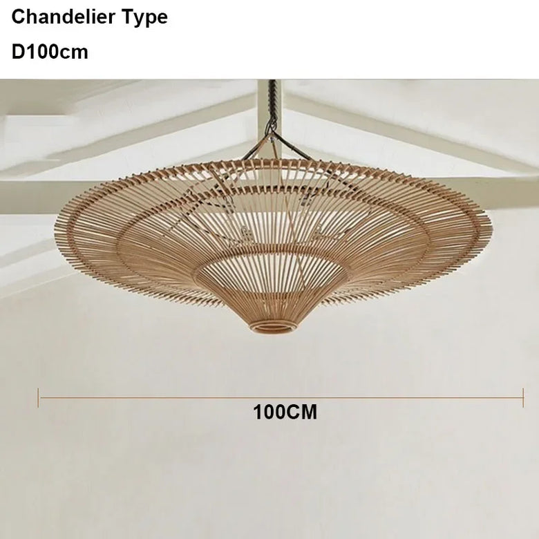 Vintage Designer Rattan Pendant Light