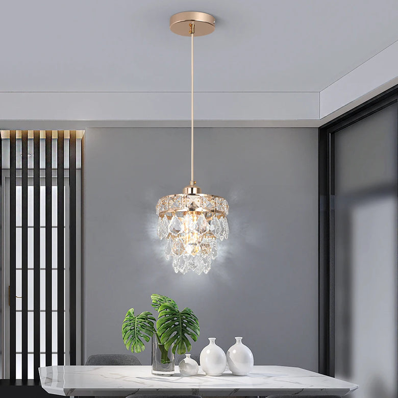 Gold K9 Crystal Mini Pendant Light – Modern Glam, 120cm Wire