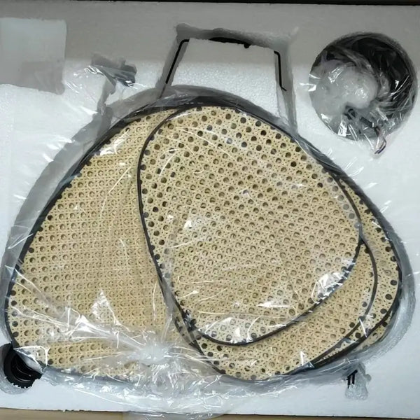 Mid-Century Modern Rattan Wall Light components packaged in a box, showcasing vintage-inspired design.