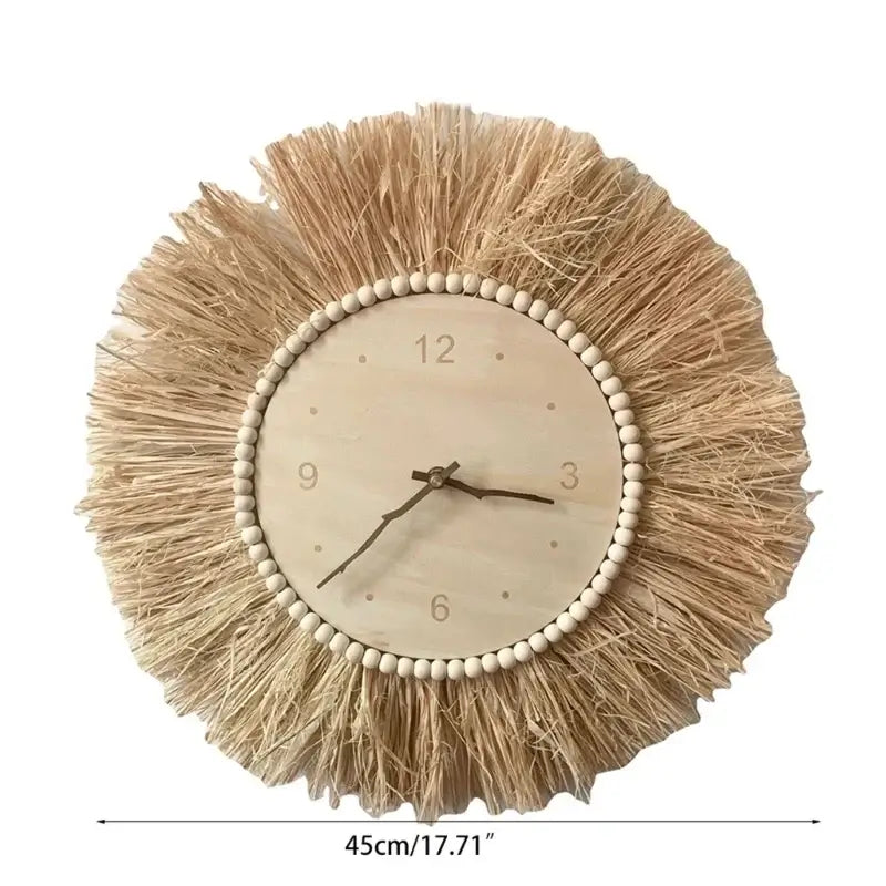 Hand Woven Raffia Wall Clock | Eco-Friendly Decor
