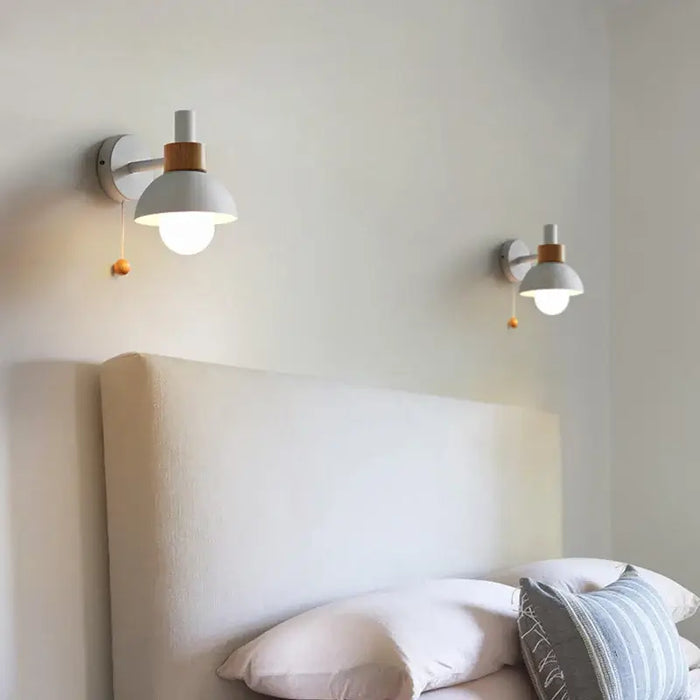 Pull Chain Nordic Sconce featuring pastel colors and a fun pull chain switch, ideal for children's bedside lighting.
