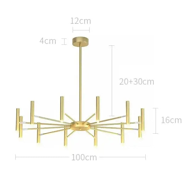 Modern Starburst LED Chandelier – 24-Light Sculptural Ceiling Statement dimensions and specifications.