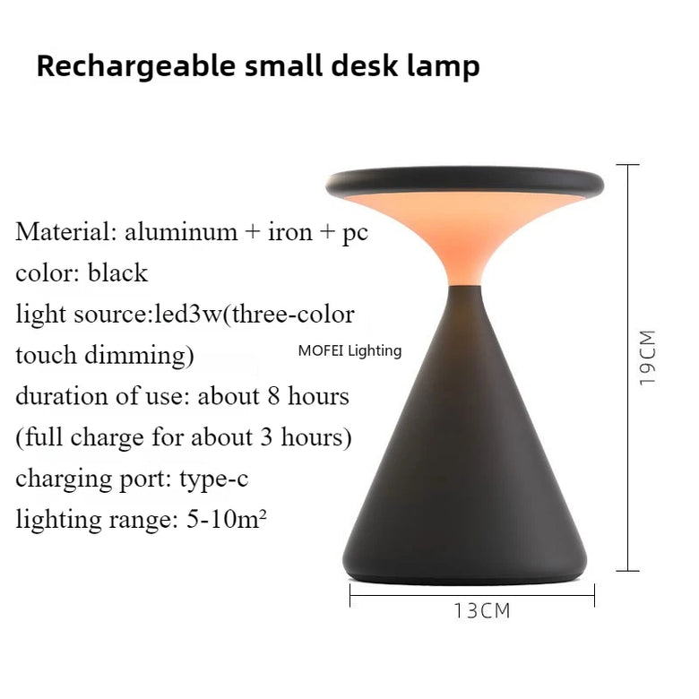 Lampe de table sablier minimaliste moderne – Sans fil, rechargeable