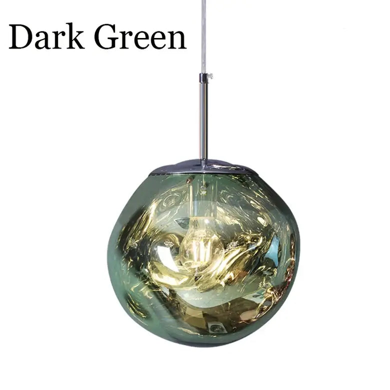 Nordic Lava Pendant Light in dark green color, featuring a contemporary design with a high-quality glass finish.