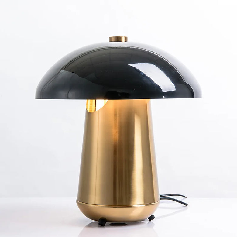 Mid-Century Modern Mushroom Table Lamp | Gold and Black