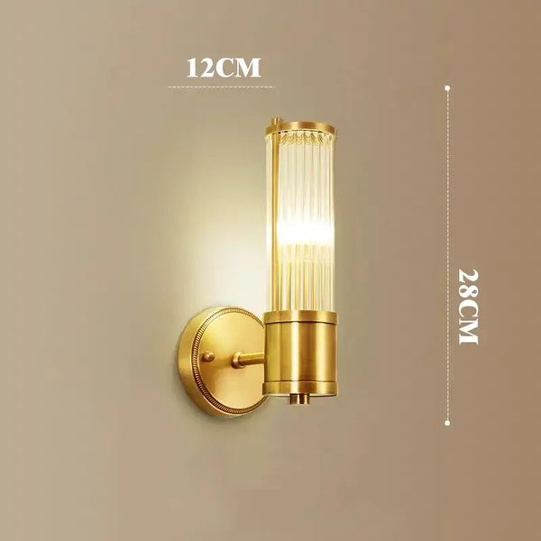 Bathroom Art Deco Brass and Crystal Sconces showcasing a stylish design with dimmable LED lighting.