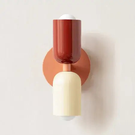 Classic Midcentury Modern Wall Lamp (10x25cm) in stylish red and cream colors, perfect for adding vintage charm to any room.